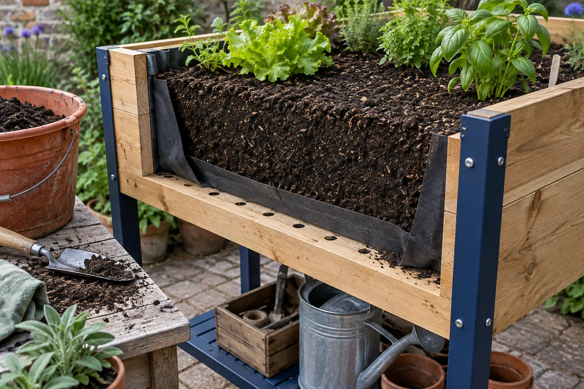 Illustration : Que mettre dans un potager sur pied ? Fond, drainage et mélange de culture