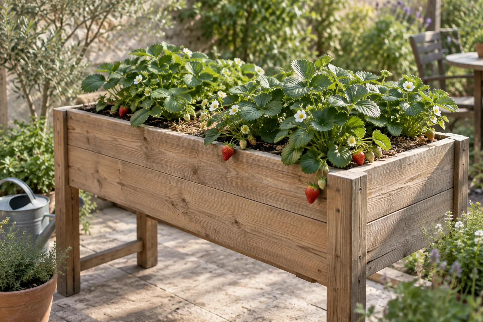 Illustration : Planter des fraisiers en hauteur : supports, profondeur et gestes utiles